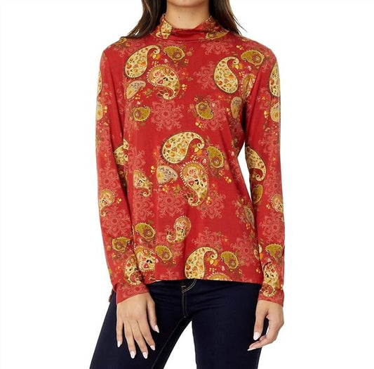 Paisley Lace Mock Neck Top