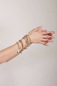 Eklexic - Women's Dual Chain Bracelet With Lage Enamel Yin Yang Pendant