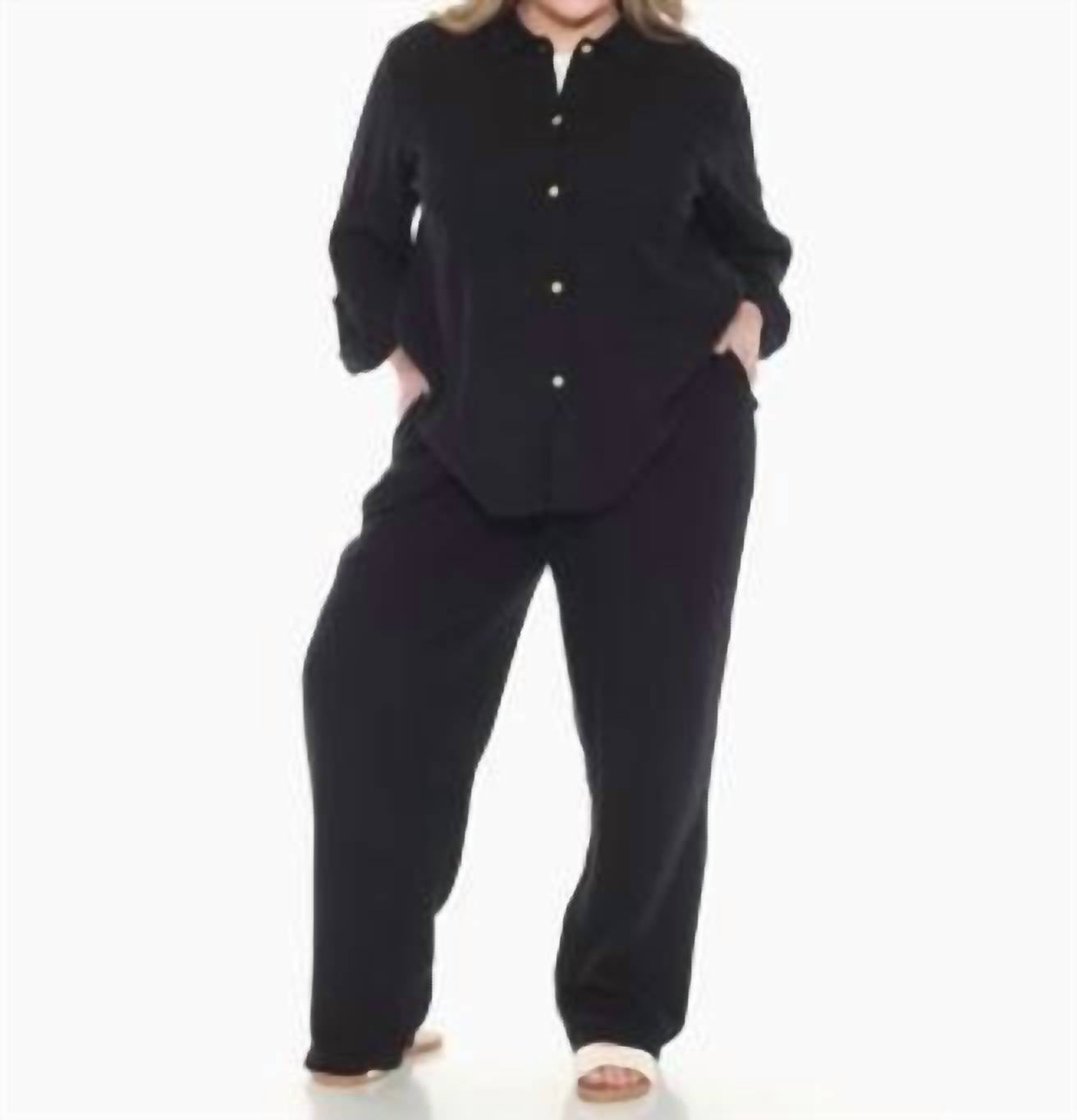 White Mark Women's Mark Plus Long Sleeve Top in black - women's blouse