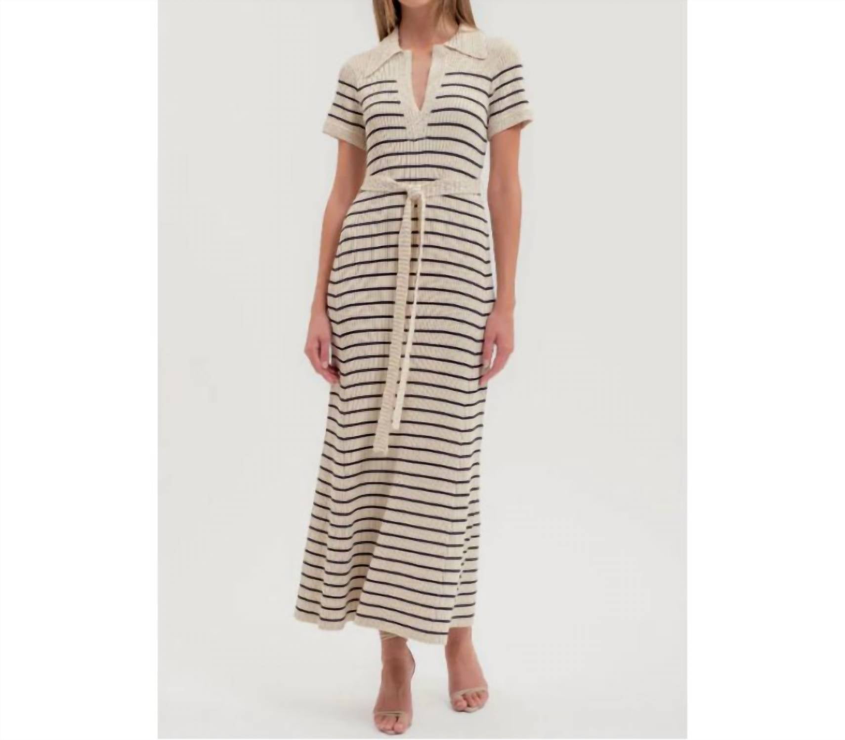 Zoe And Claire - Crochet Belted Midi Dress