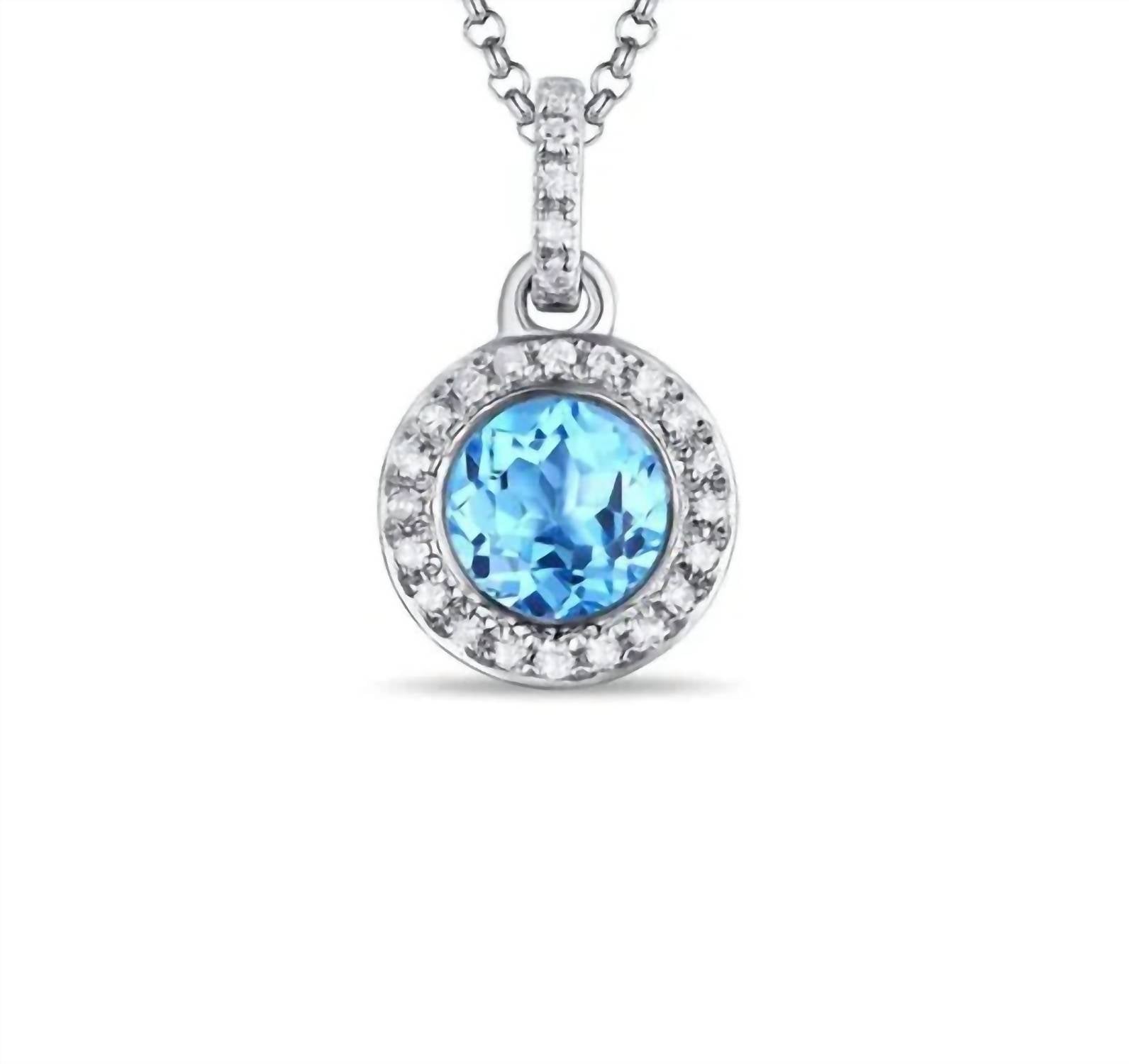 Diana M Jewels - 0.75 Cts Blue Topaz Diamond Pendant