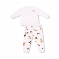 Angel Dear - Girl's French Terry Drop Sleeve Sweatshirt With Embroidered Dog Pocket And Jogger