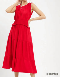 Umgee - Smocked Waist Tiered Midi Dress