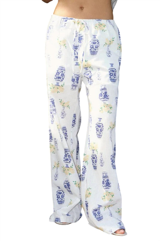 Bailey Rose - Vase Print Front Tie Pant