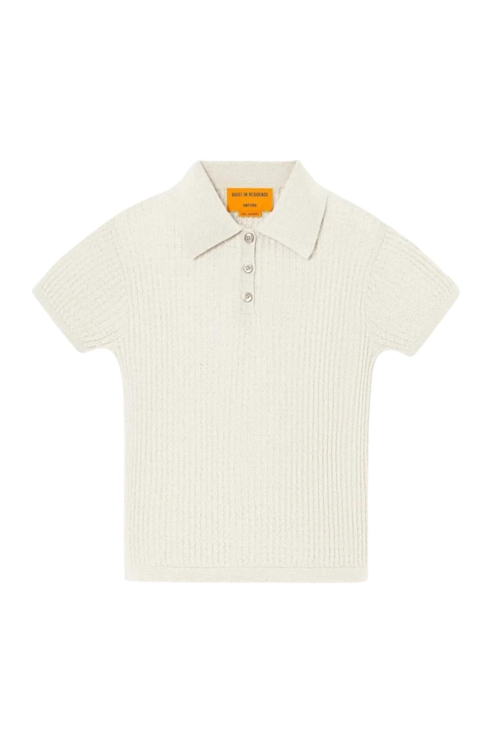 Guest In Residence Women’s Preppy Cashmere Shrunken Polo in residence women s preppy cashmere shrunken polo in cream - women's t-shirt - detail view
