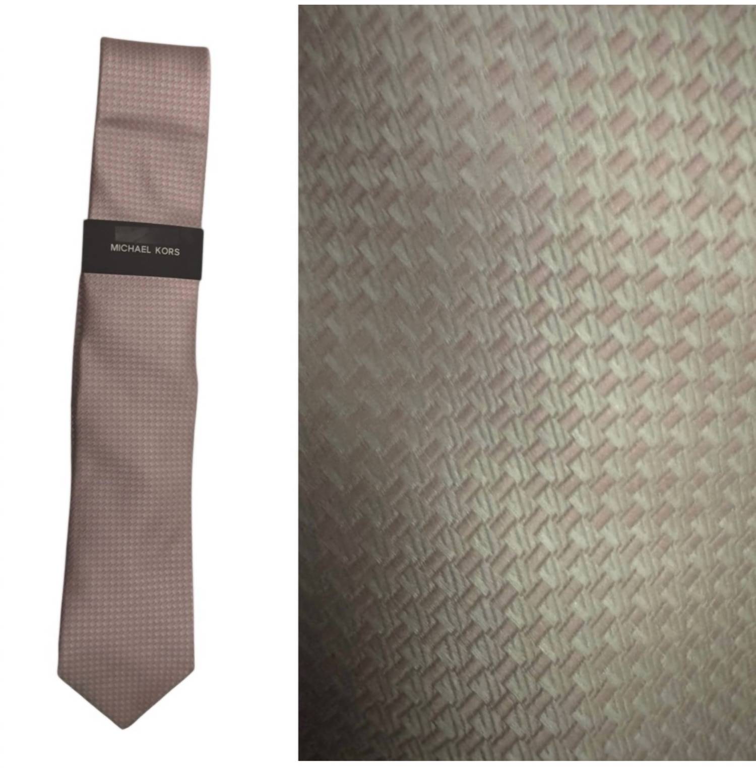 MICHAEL KORS Men's Textured Tie in pink - men's accessory - detail view
