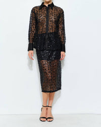INA Fashion Annette Sheer Lace Sequin Midi Skirt in black - women's skirt - view 4