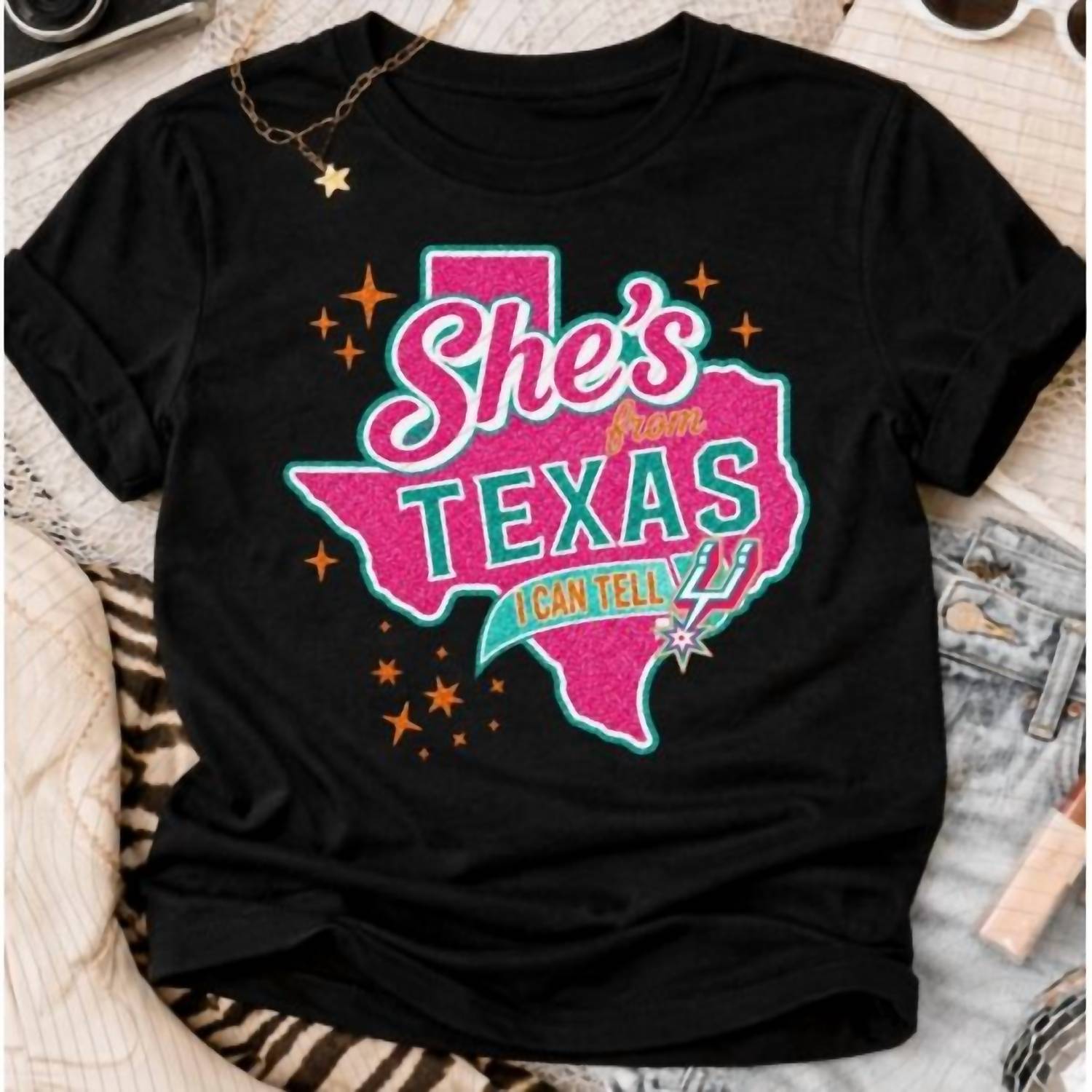 Very Cherry - Women's She’s From Texas Spurs Graphic Tee