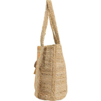 Magid - Women's Metallic Leopard Print Jute Tote Bag