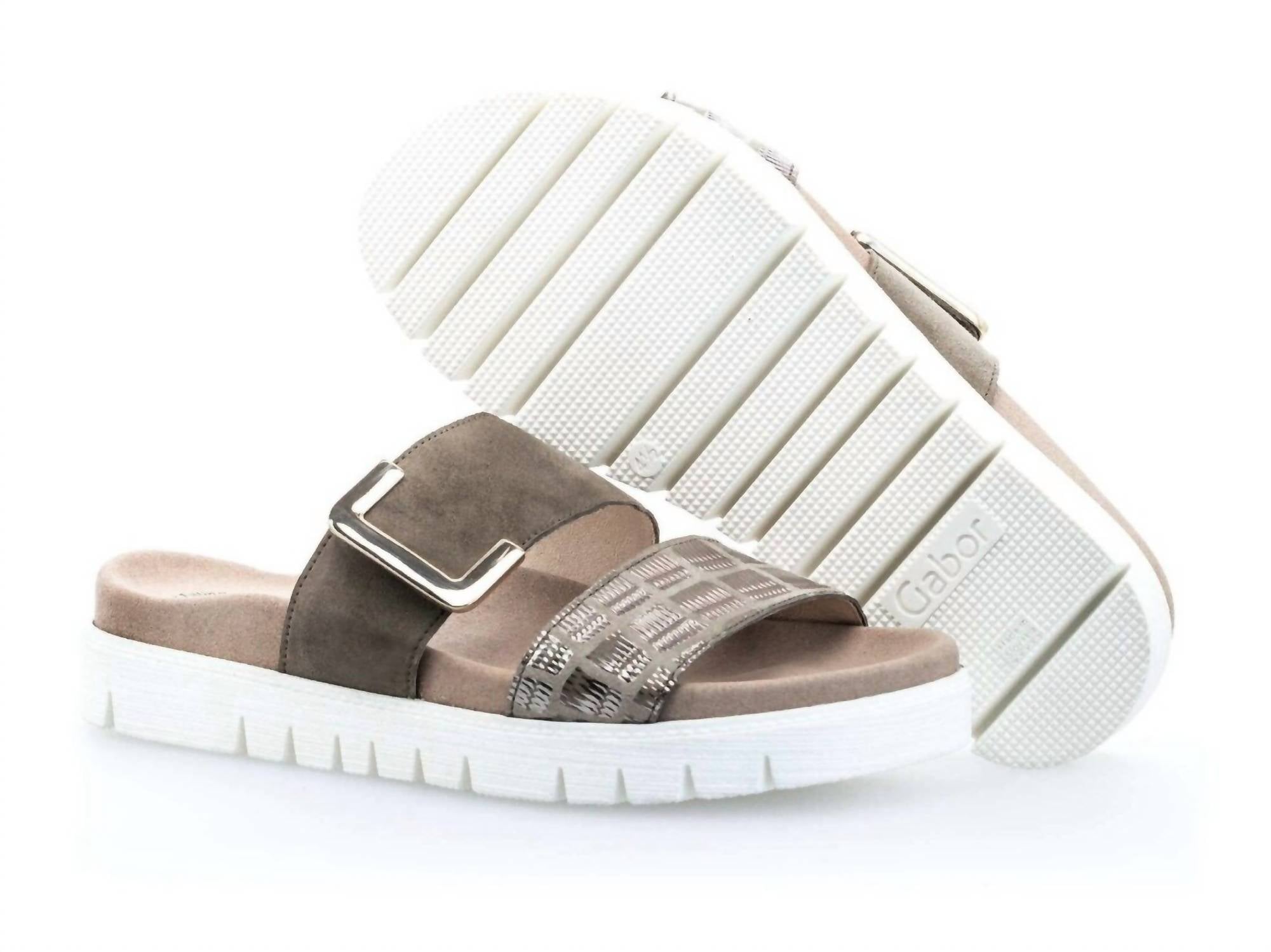 GABOR Women's Casual Platform Sandal in green suede - women's sandal - alternate view