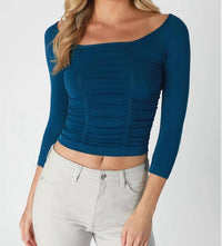 Nikibiki - Shirred Boast Neck Top