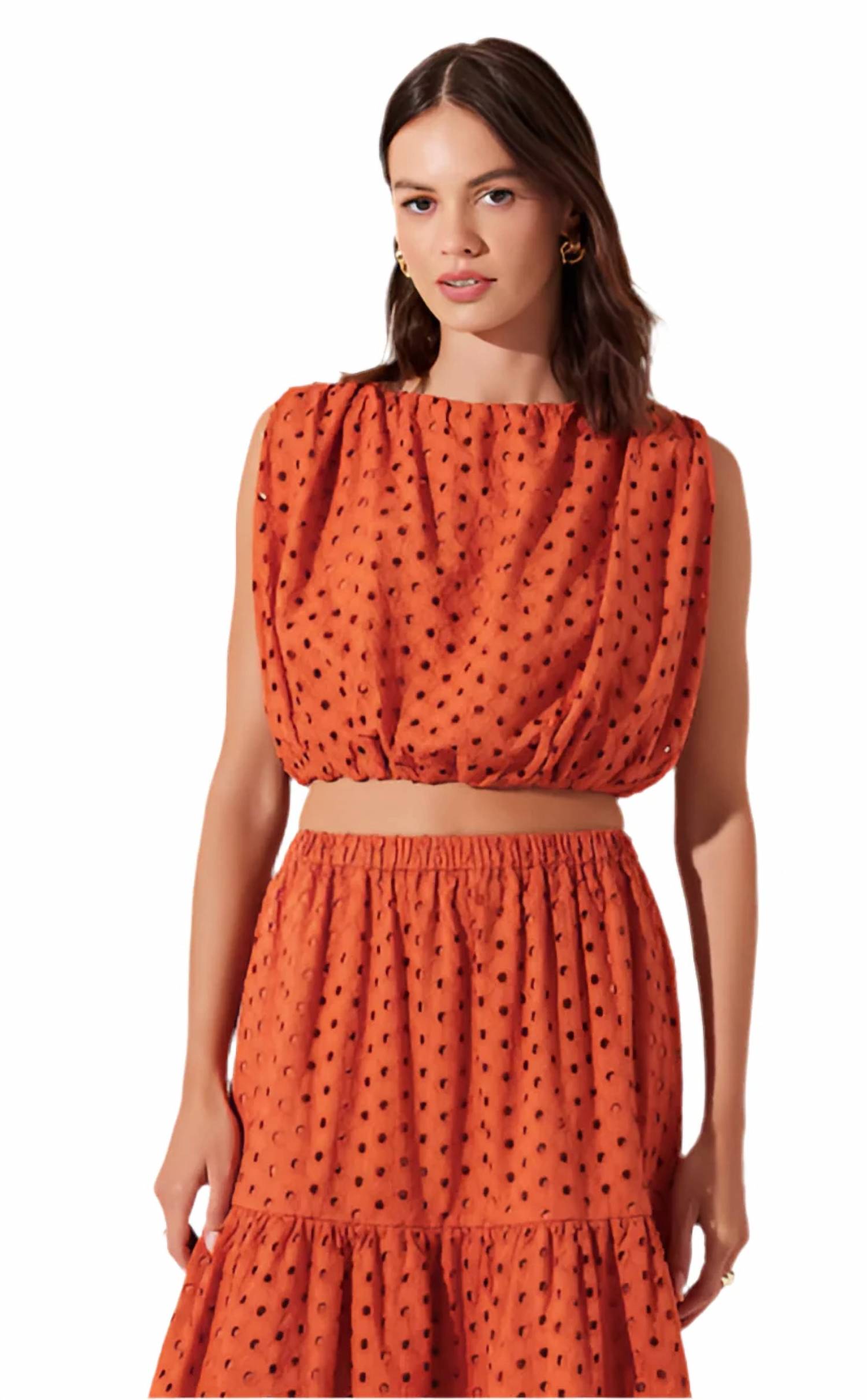 Astr - Nalley Cropped Eyelet Top
