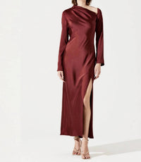 ASTR Catriona Front Slit Dress in mulberry - women's dress
