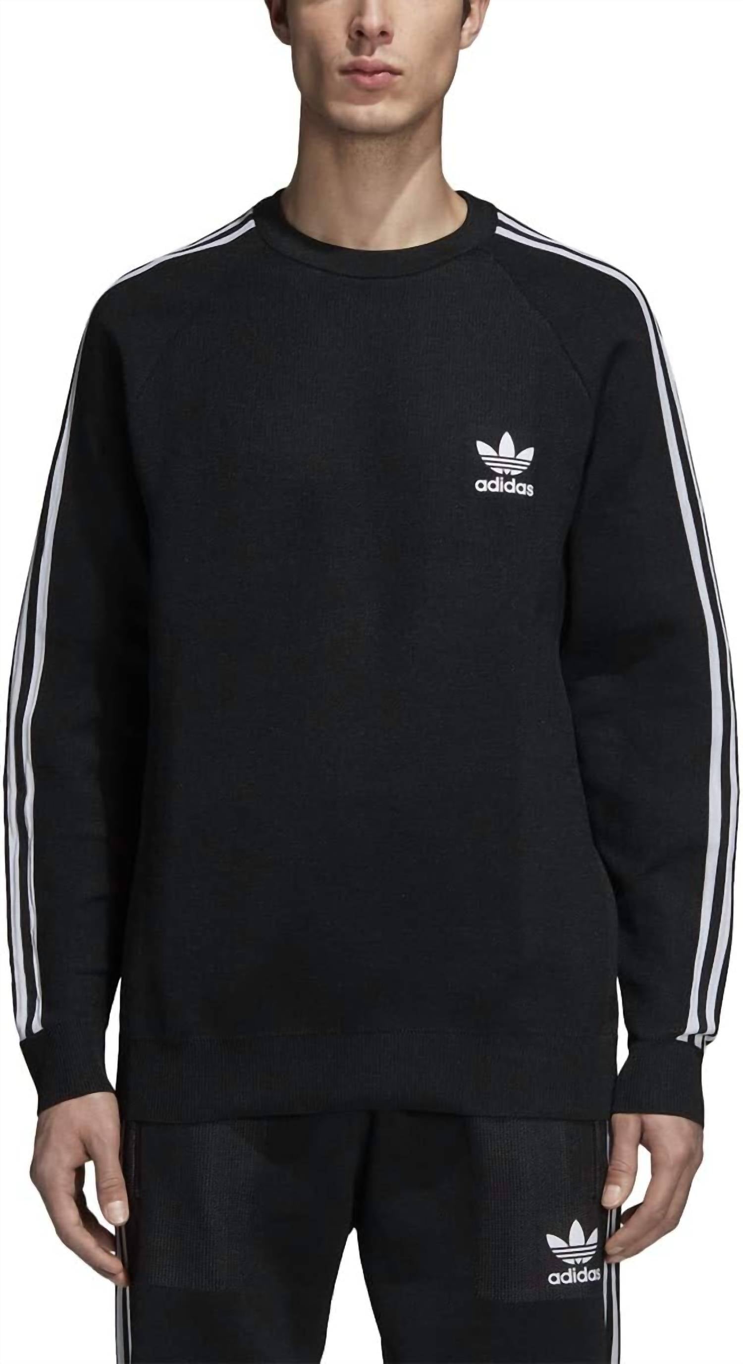 adidas Men's Knit Crewneck Long Sleeve Sweatshirt in black - men's shirt