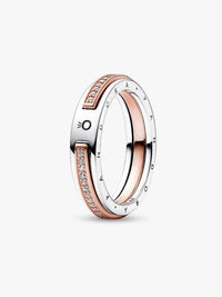 Pandora - Women's Signature Two Tone Logo & Pave Ring