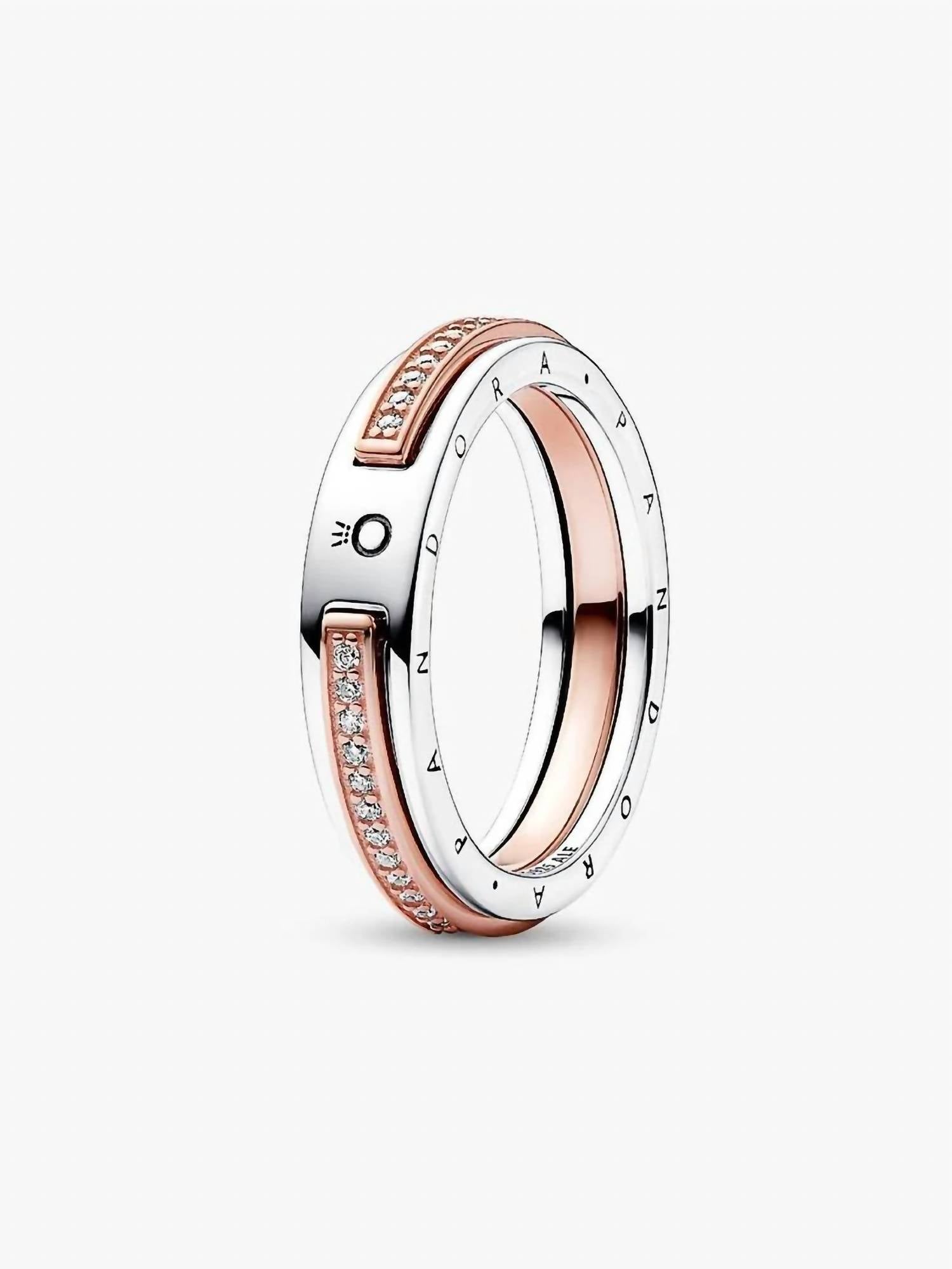 Pandora - Women's Signature Two Tone Logo & Pave Ring