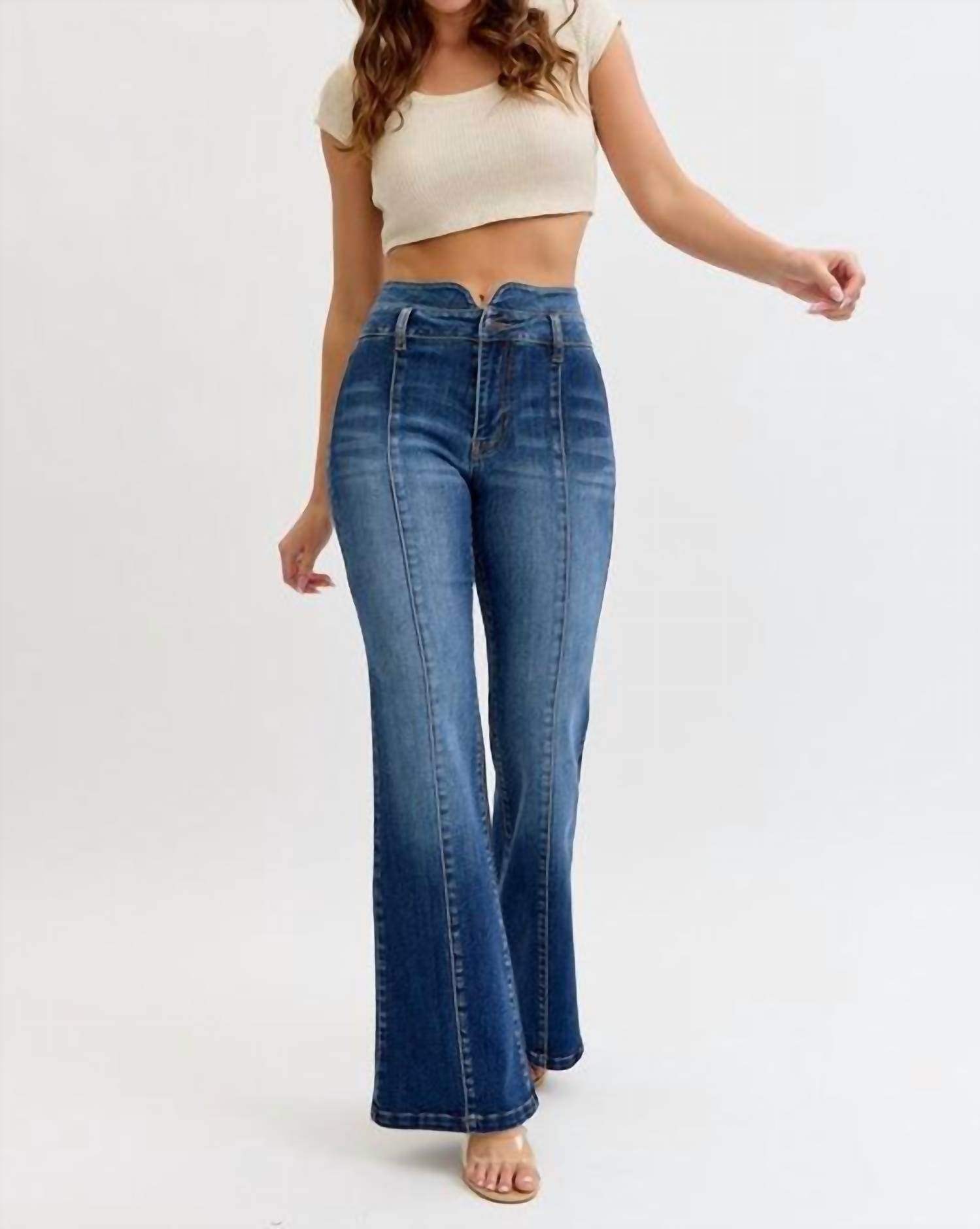 Cello - Super High Double Waist Band Flare Jeans