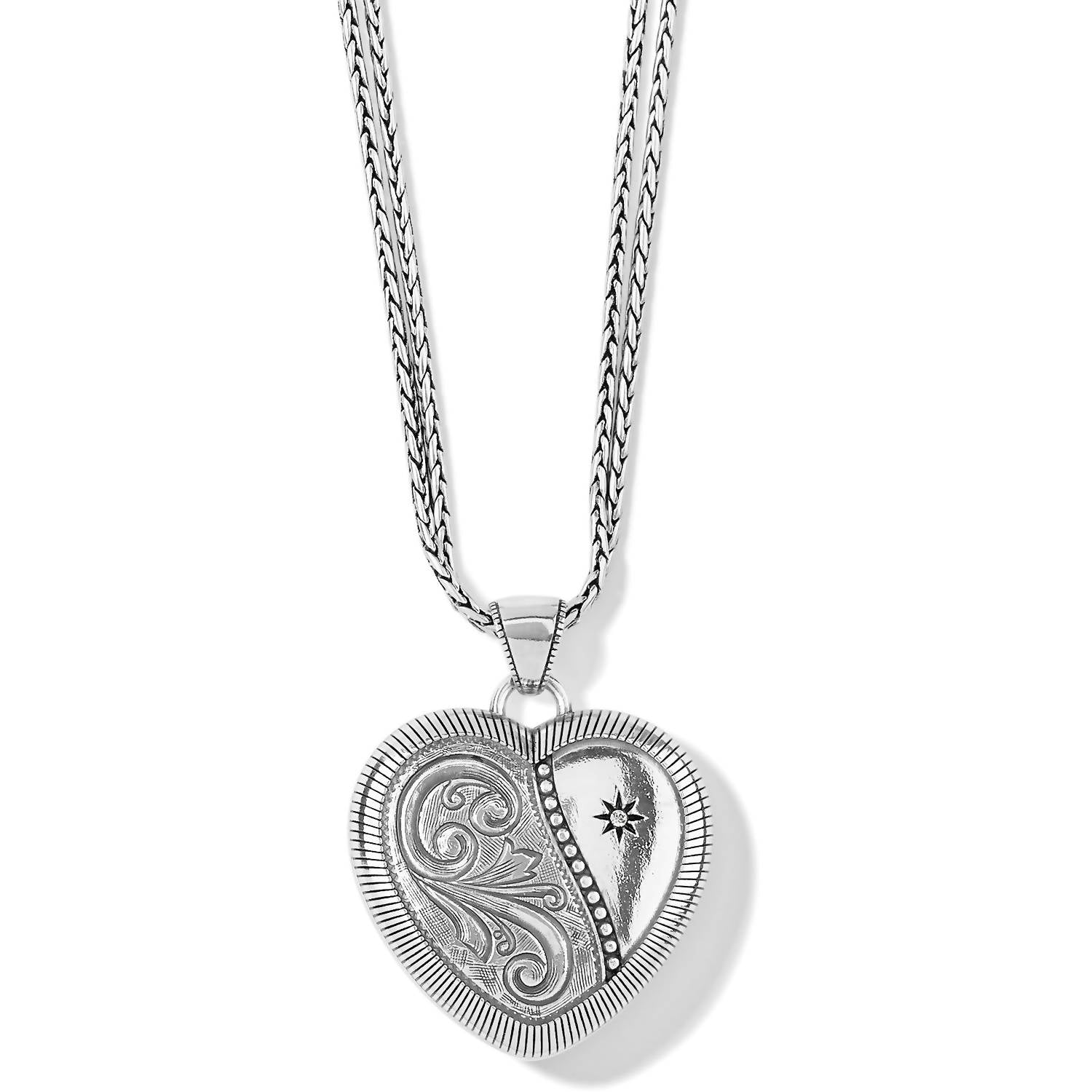 Brighton Women's Essex Heart Convertible Locket Necklace in silver - women's jewelry