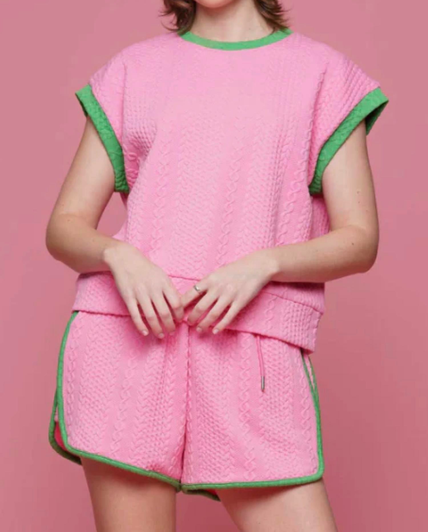 Why Dress - Contrast Top & Shorts Set
