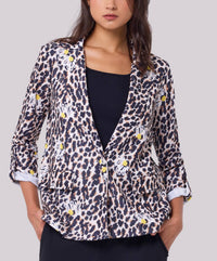 Angel Apparel - Animal Print Blazer with Flower Detail