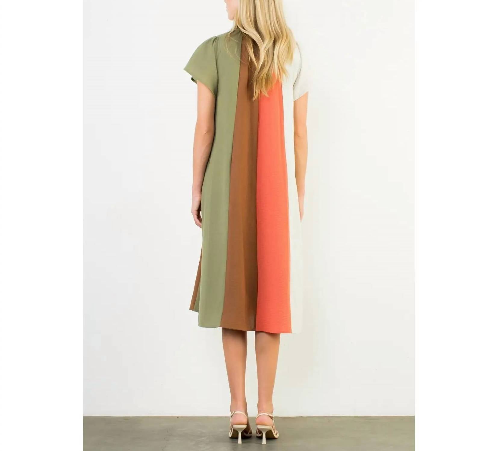 THML Colorblock Midi Dress in multi - women's dress - detail view