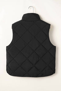 La Society - Women's Quilted Stand Neck Button Front Vest