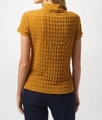 Joseph Ribkoff - Textured Mock Neck Short Sleeves Boxy Top