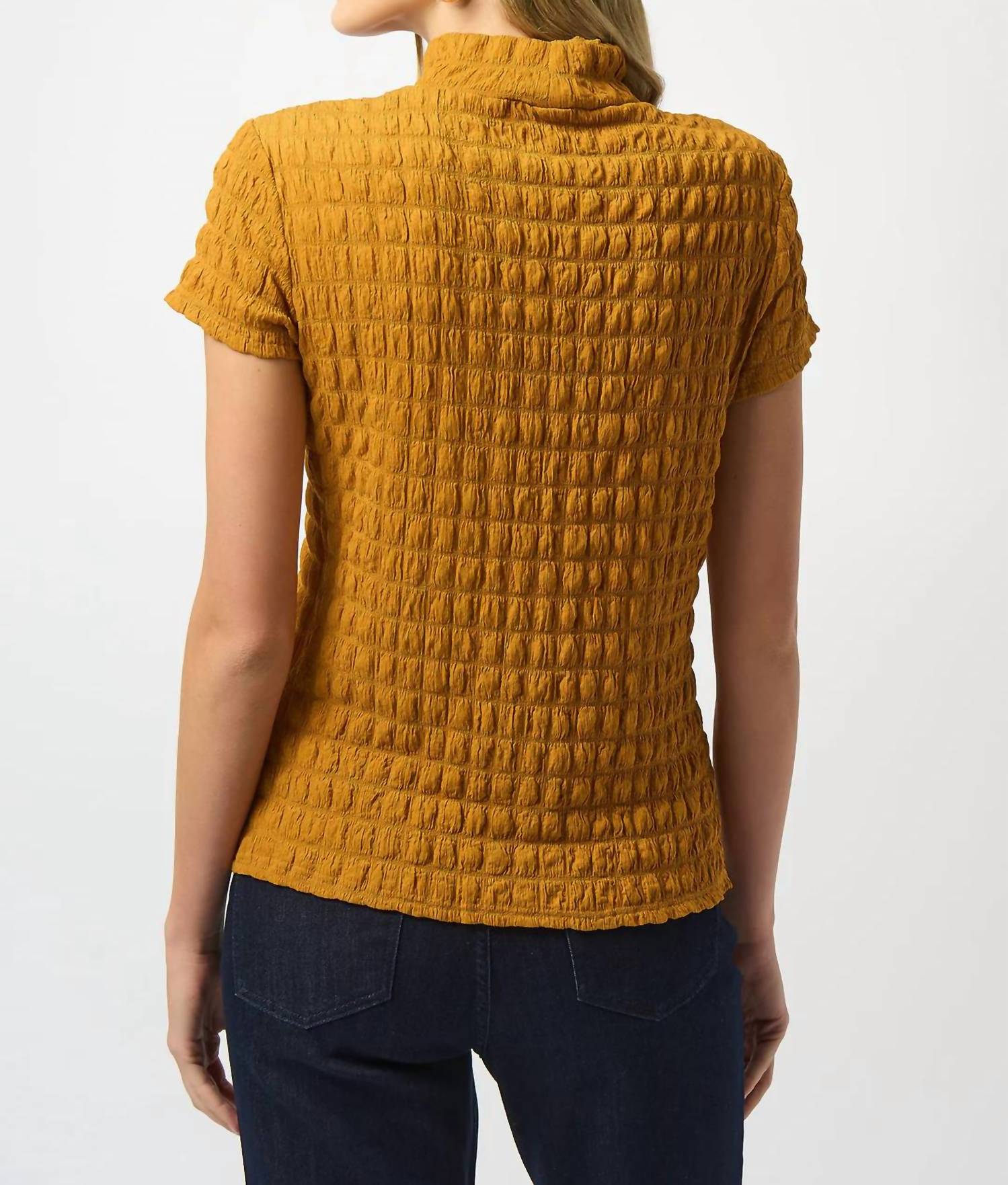 Joseph Ribkoff - Textured Mock Neck Short Sleeves Boxy Top