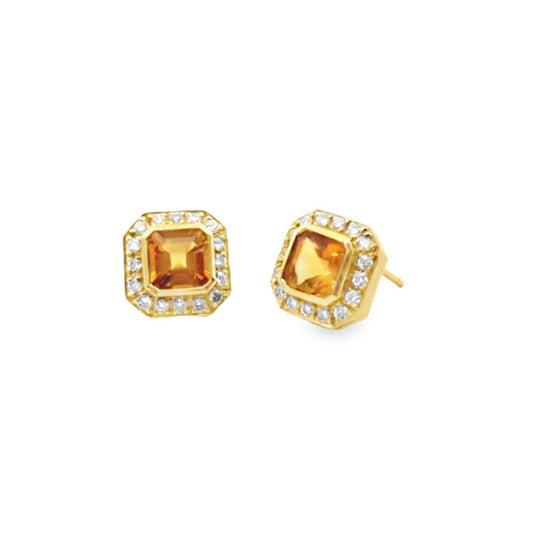 Monte Carlo - Women's Citrine Button Stud Earrings