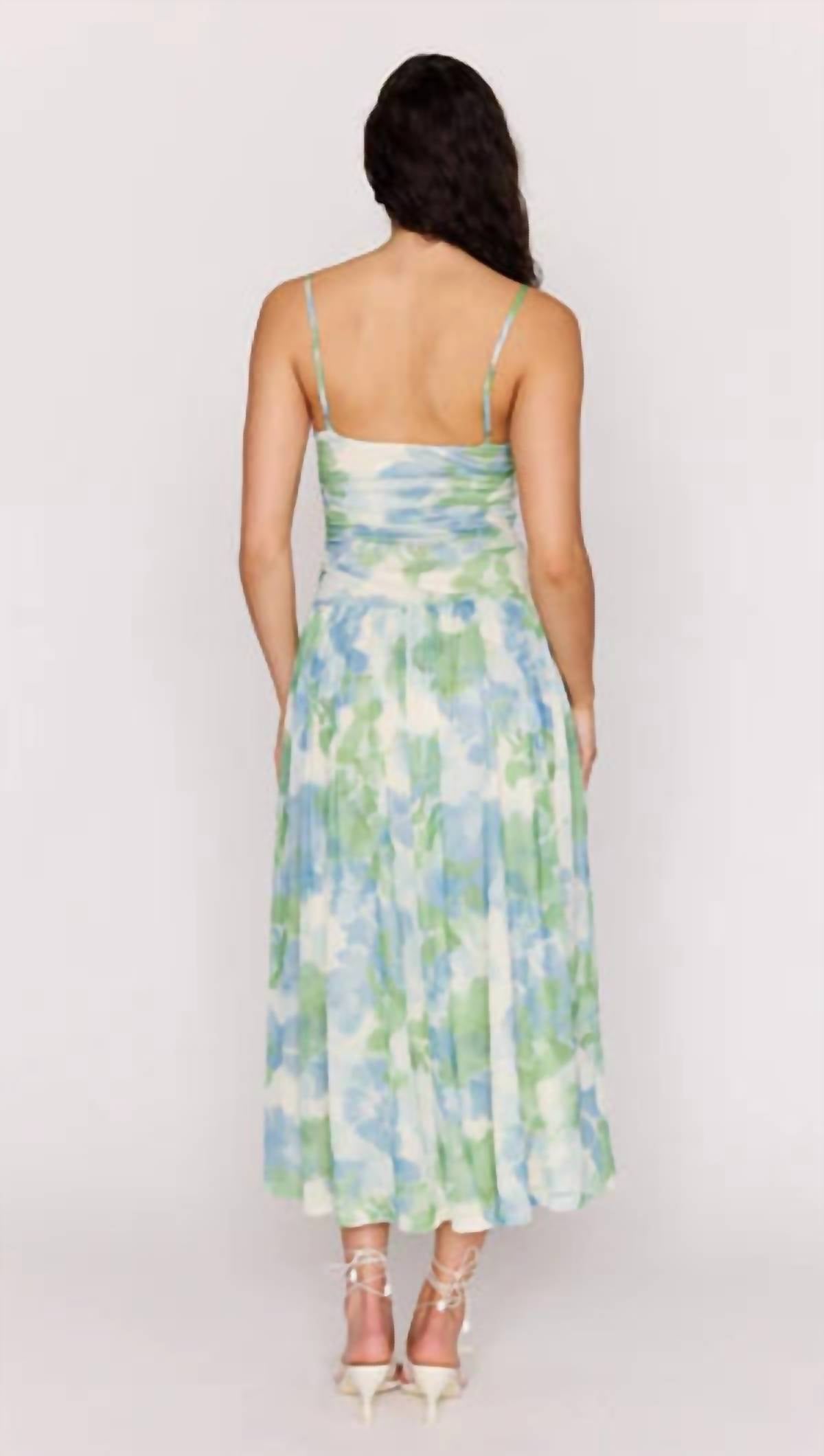 MINKPINK Carrie Maxi Dress in blue green - women's dress - detail view