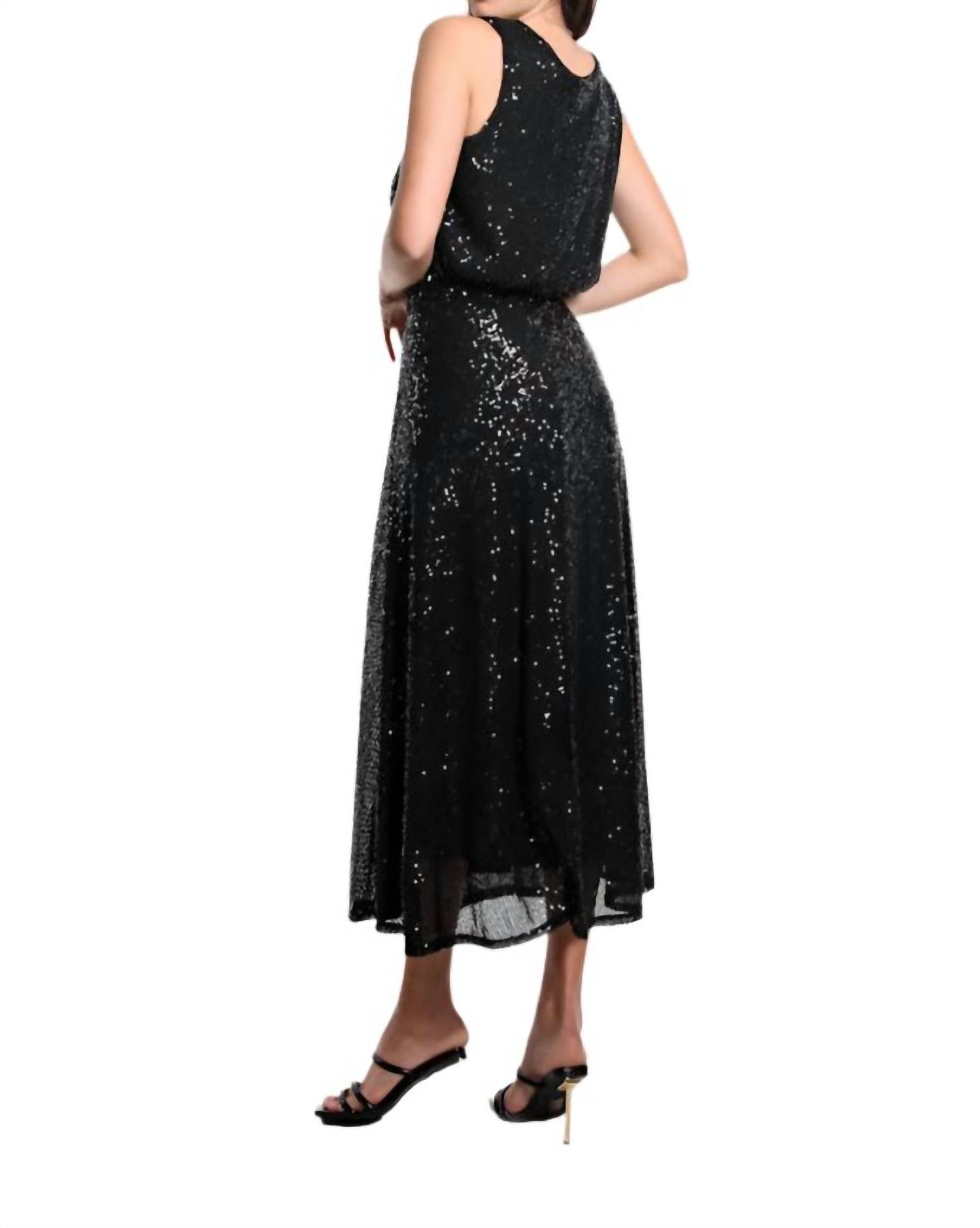 Tina Stephens Italy - Rae Sequin Long Flare Skirt