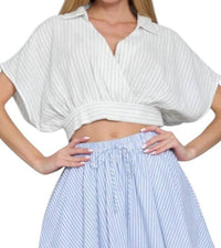 Aakaa - Marina Surplice Stripes Crop Top