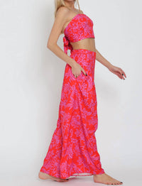 Aakaa - Tube Tie Back Top With Matching Wide Leg Pant Set