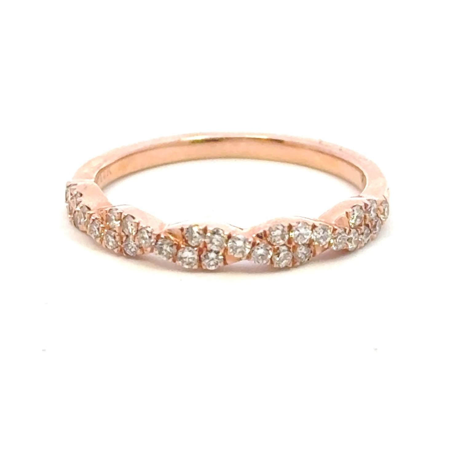 Aamiaa - 0.35 Carat Natural Diamond Twisted Prong Band - directbrandpartner - jewelry - pink