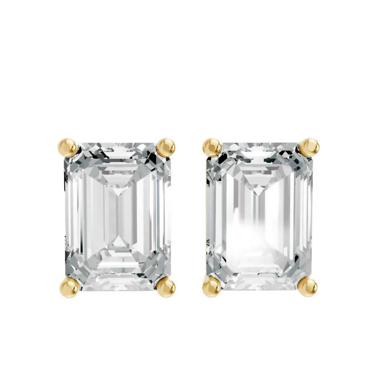 Aamiaa - Women's Emerald Shape 4 Prong Push Back Studs