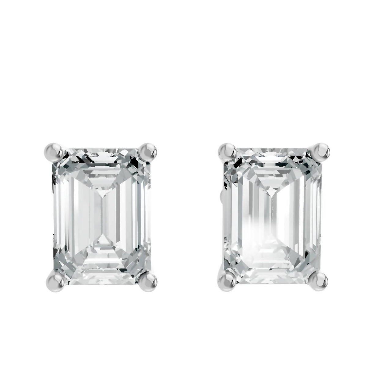 Aamiaa - Women's Emerald Shape 4 Prong Push Back Studs