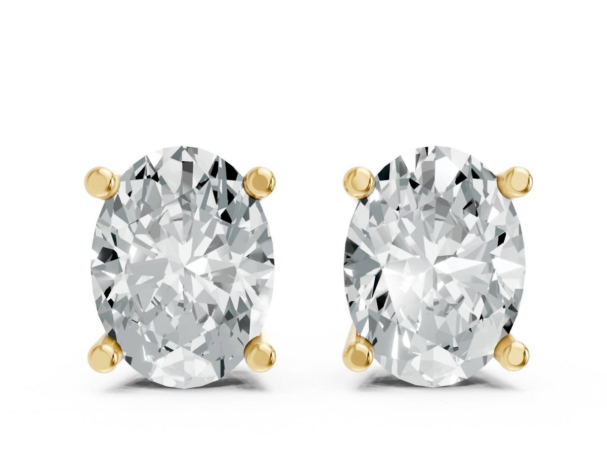 Aamiaa - Women's Oval Shape 4 Prong Push Back Studs