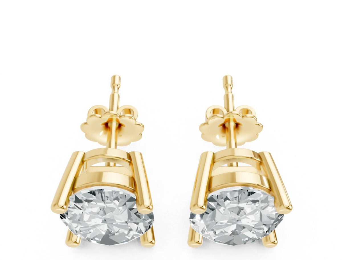 Aamiaa - Women's Oval Shape 4 Prong Push Back Studs