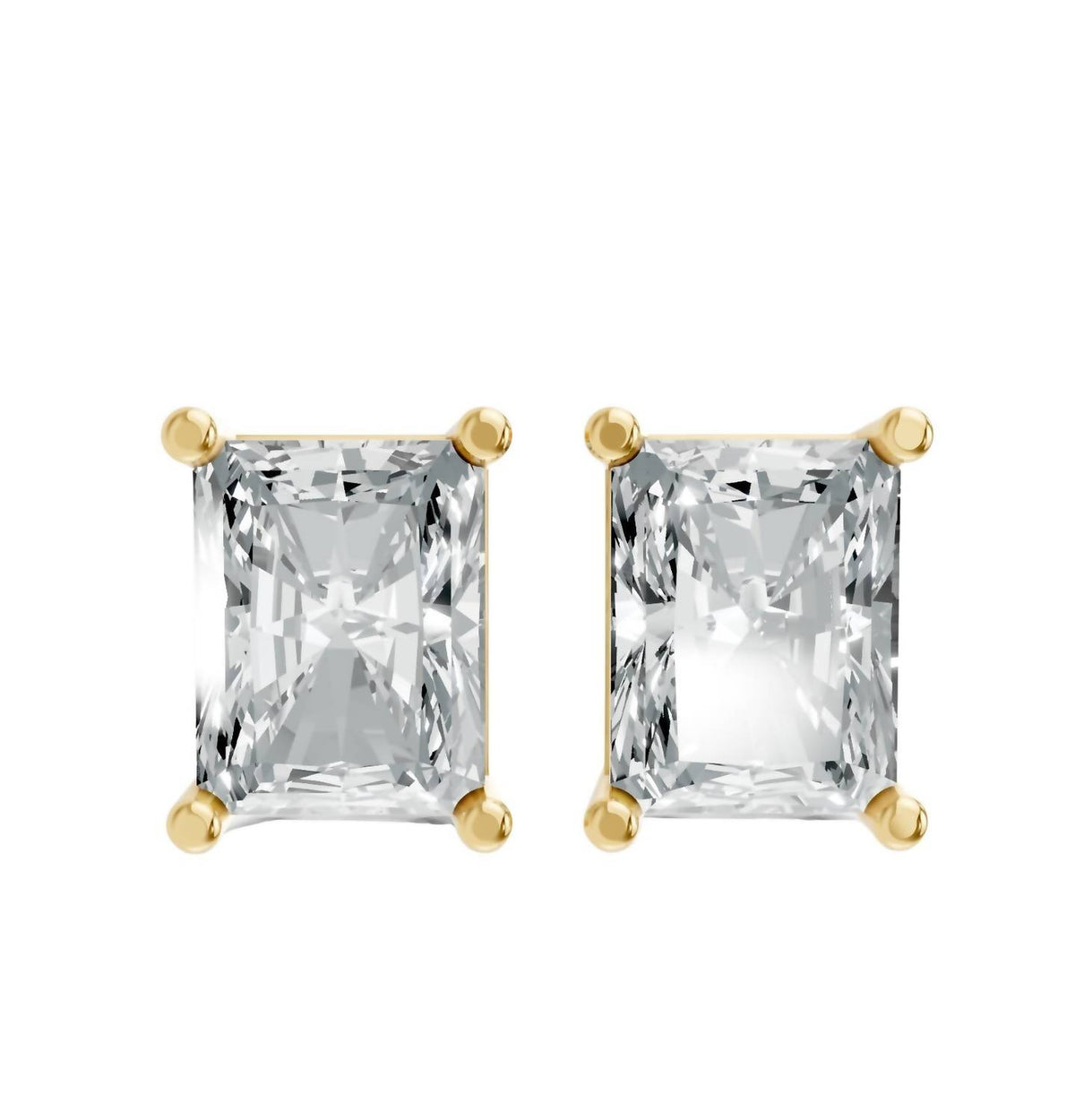 Aamiaa - Women's Radiant Shape 4 Prong Push Back Studs