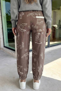 Aapparella - Women's Western Print Drawstring Jogger Pants