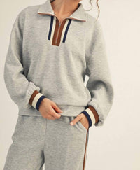 Aapparella - Zip Collar Pullover & Wide-leg Pants