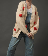 Aaron & Amber - 3d Heart Chunky Cardigan