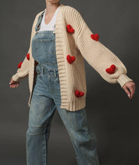 Aaron & Amber - 3d Heart Chunky Cardigan