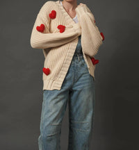 Aaron & Amber - 3d Heart Chunky Cardigan