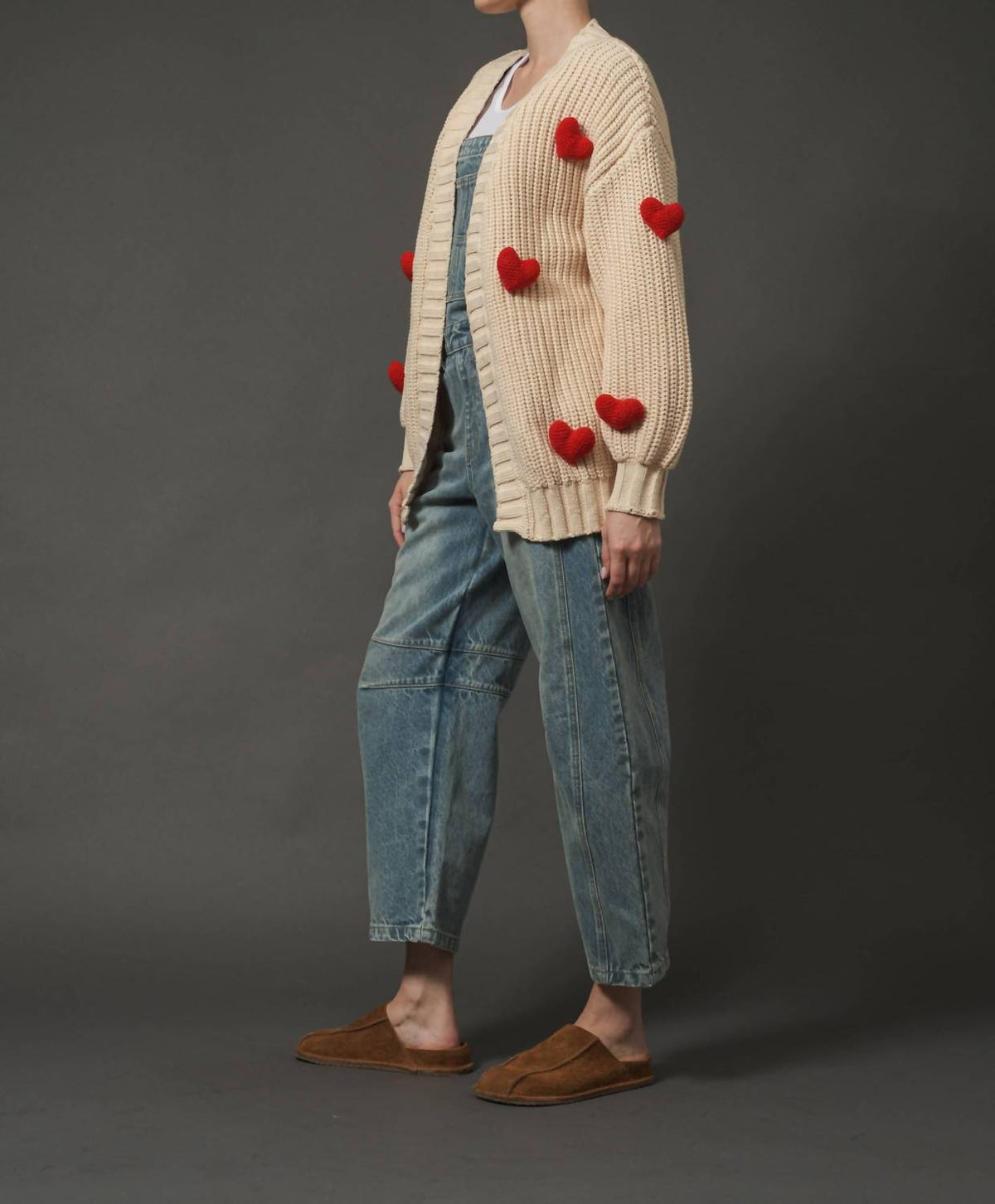 Aaron & Amber - 3d Heart Chunky Cardigan