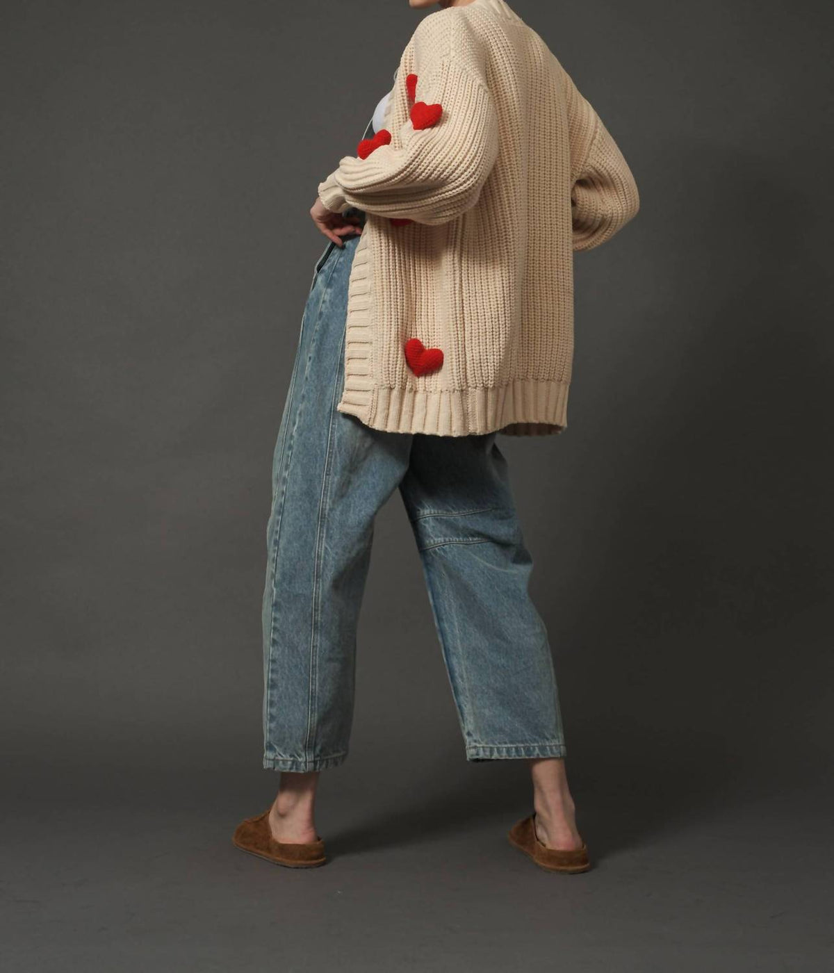 Aaron & Amber - 3d Heart Chunky Cardigan