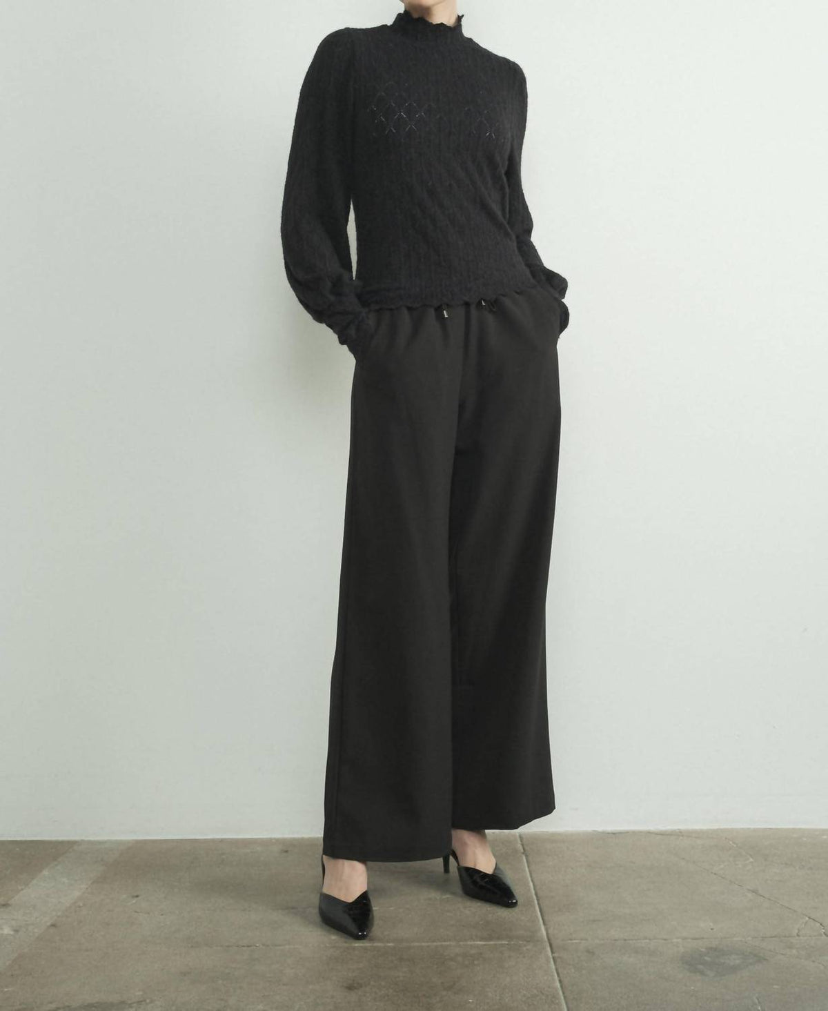 Aaron & Amber - BRUSHED LACE MOCK NECK TOP