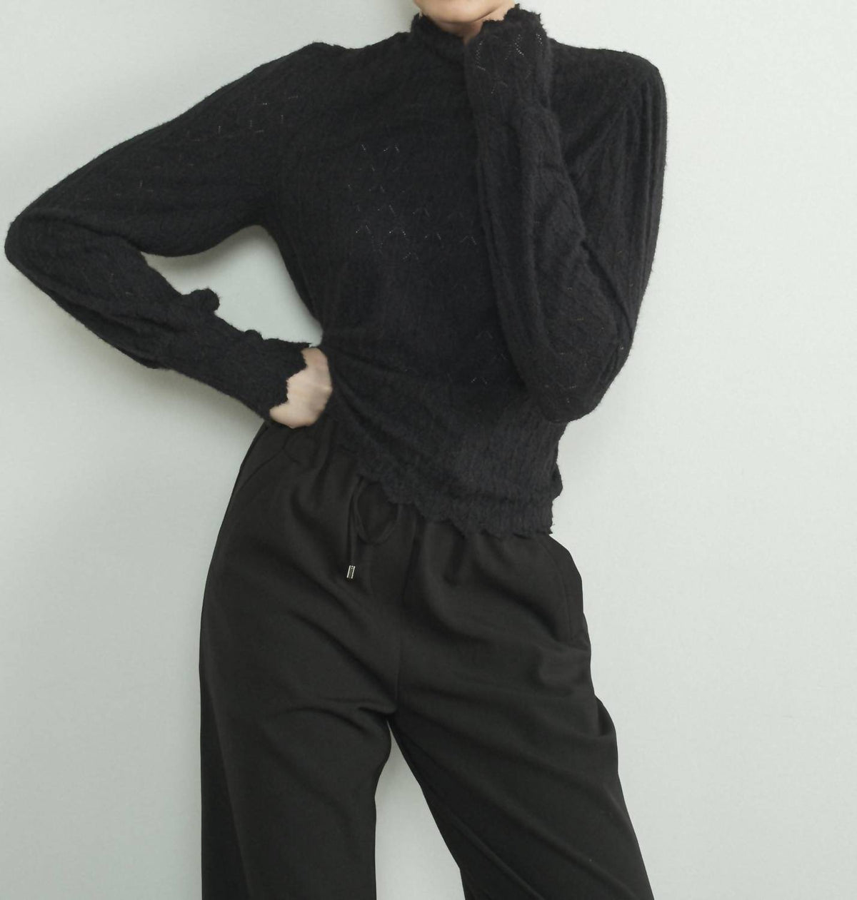 Aaron & Amber - BRUSHED LACE MOCK NECK TOP