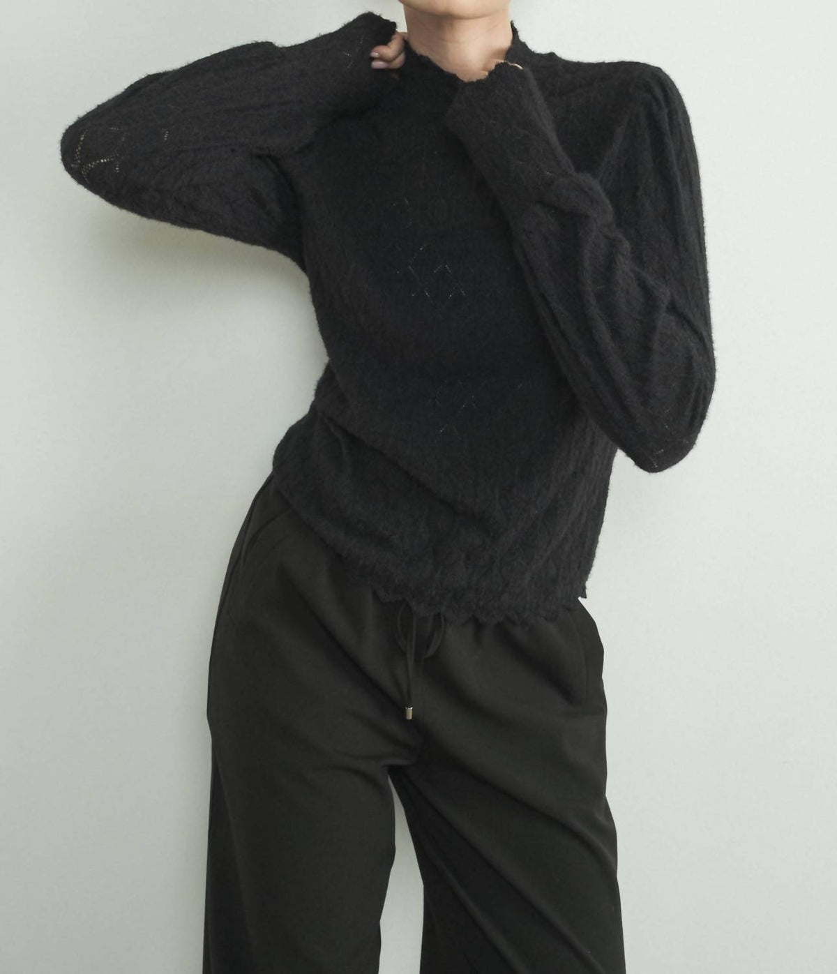 Aaron & Amber - BRUSHED LACE MOCK NECK TOP