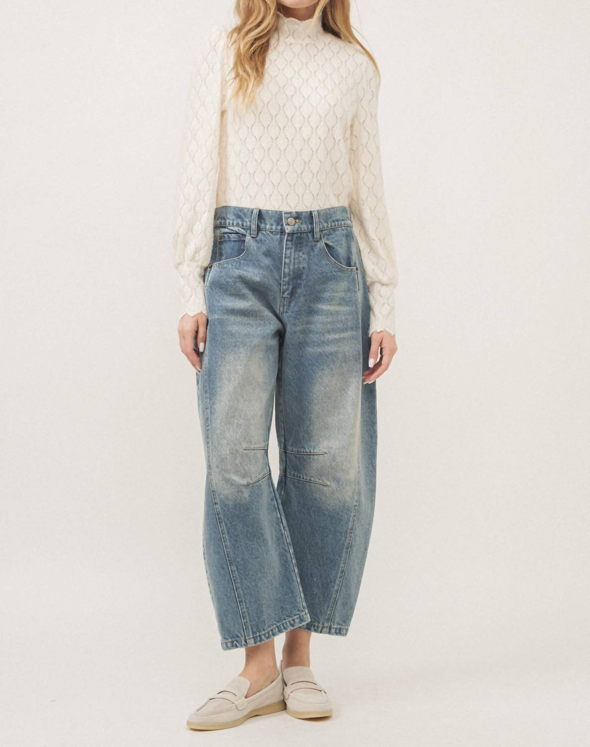 Aaron & Amber - BRUSHED LACE MOCK NECK TOP